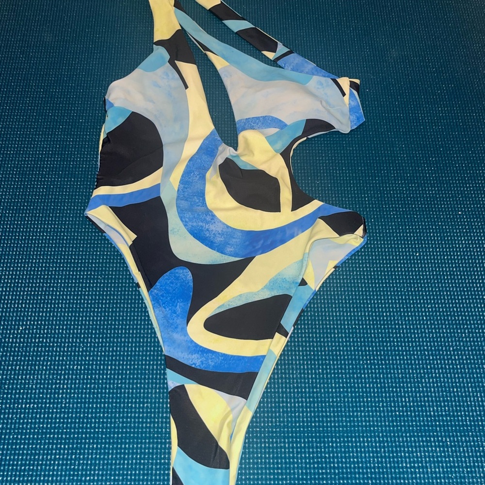 Stylish Blue and Yellow Kids One Piece Swimsuit
